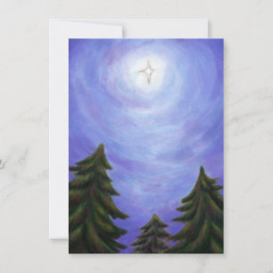 Invitation peinture art noël étoile briller forêt de sapin