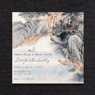 Invitation Peinture asiatique vintage mariage artistique