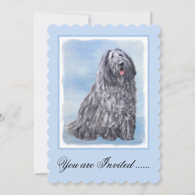 Invitation Peinture Bergamasco Sheepdog - Chien original mign (Devant)