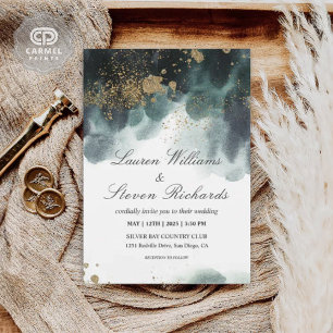 Invitation Peinture Bleue Bleu Personnalisée Parties scintill