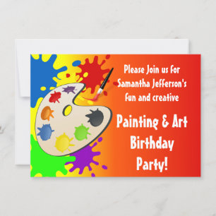 Invitation Peinture colorée Palette Art Peinture Anniversaire