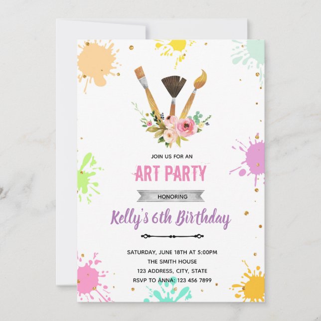 Invitation peinture d'art floral (Devant)