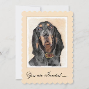 Invitation Peinture de Black & Tan Coonhound - Art original d