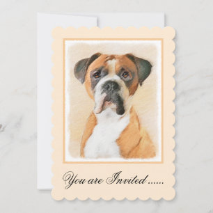 Invitation Peinture de Boxer non rognée, œuvre d'art animaliè