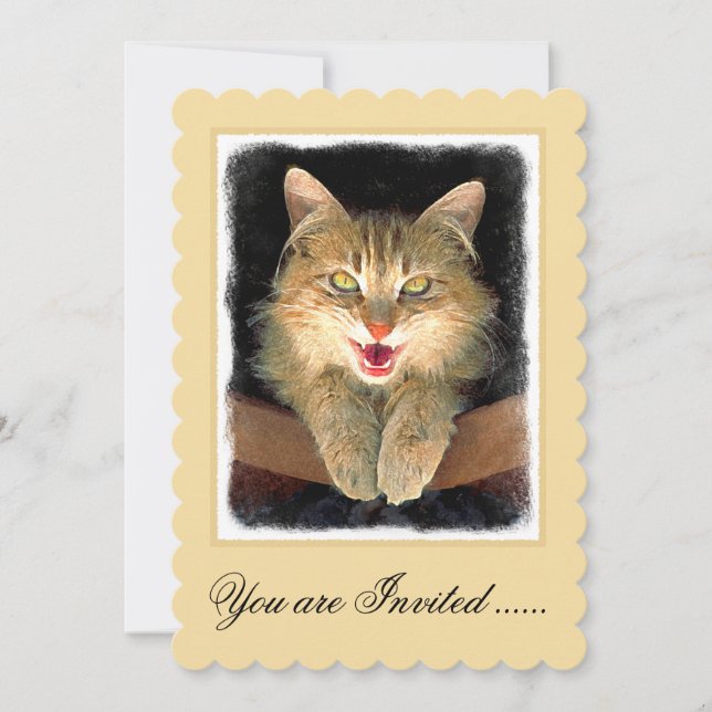 Invitation Peinture de chat Mad - Cute Original Cat Art (Devant)