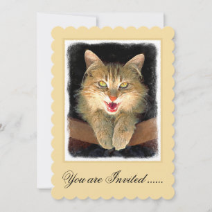 Invitation Peinture de chat Mad - Cute Original Cat Art