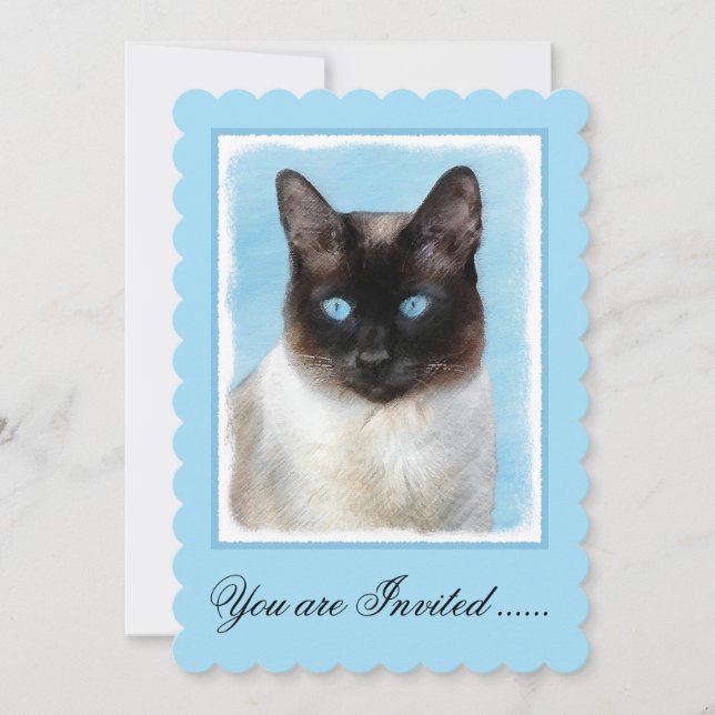 Invitation Peinture de chats de Siamese - Cute Original Cat A (Devant)