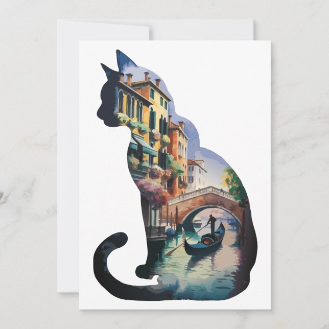 Invitation Peinture de chats Silhouette en Italie (Devant)