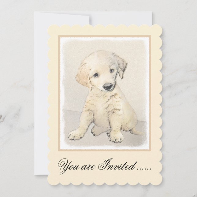 Invitation Peinture de chiot d'or Retriever - Art de chien or (Devant)