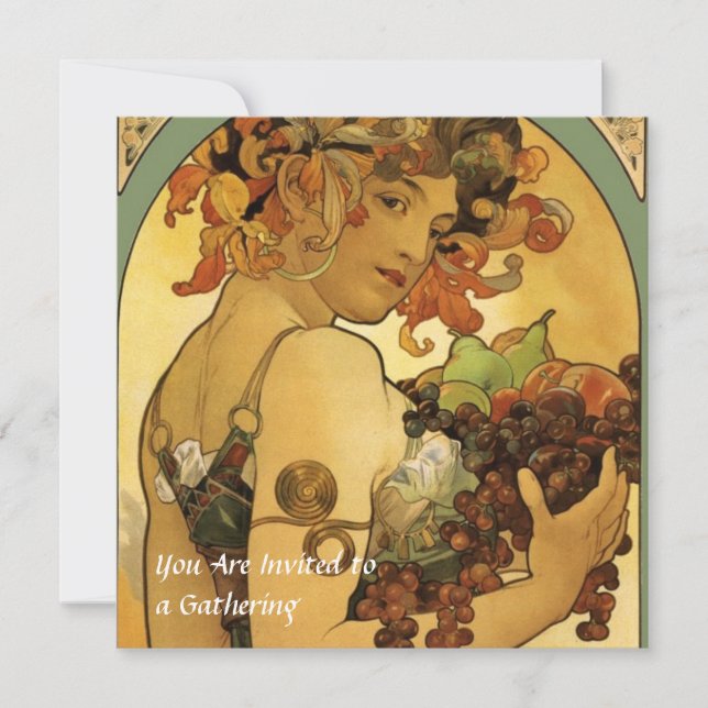 Invitation Peinture de fruits Alphonse Mucha (Devant)