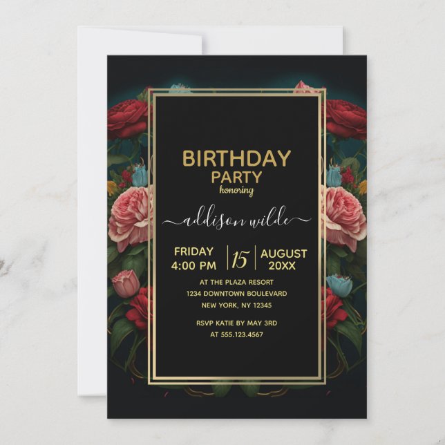 Invitation Peinture de Jaguar avec Couronne de Fleurs         (Devant)