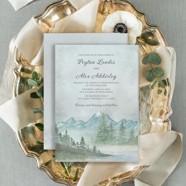 Invitation Peinture de lac de montagnes enneigées Mariage (Créateur téléchargé)