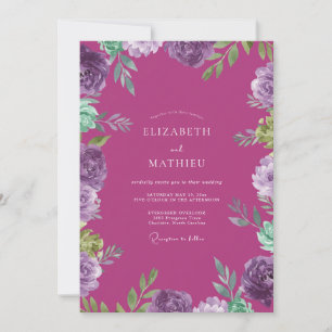 Invitation Peinture de mariage à l'orchidée magenta