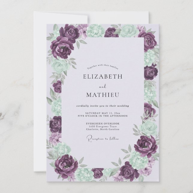 Invitation Peinture de mariage Améthyste Seafoam (Devant)