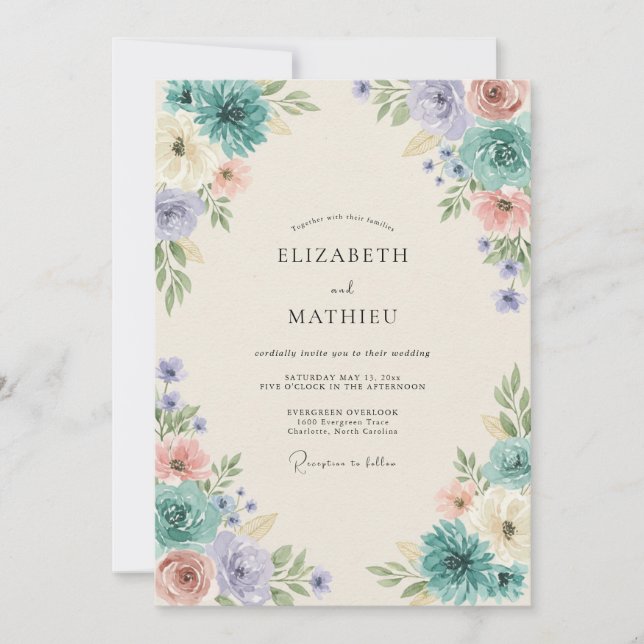 Invitation Peinture de mariage Aqua Pervenche (Devant)