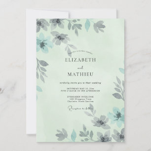 Invitation Peinture de mariage ardoise et menthe
