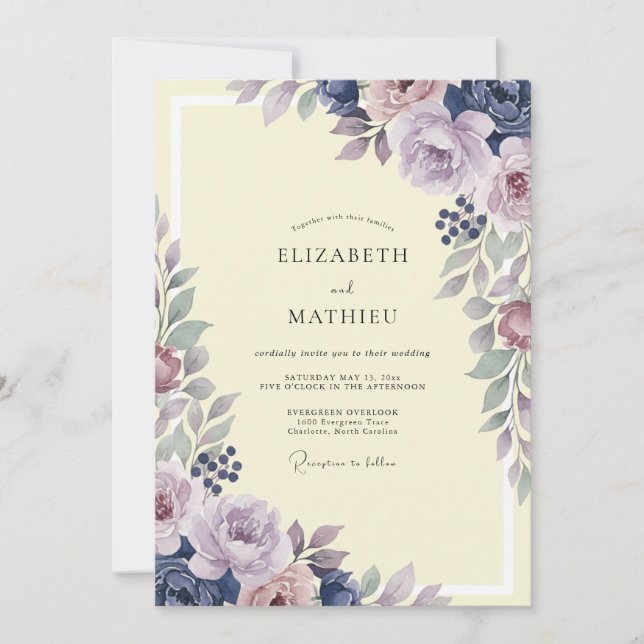 Invitation Peinture de mariage au beurre de lavande (Devant)