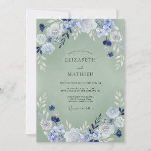Invitation Peinture de mariage au céladon et au pervenche