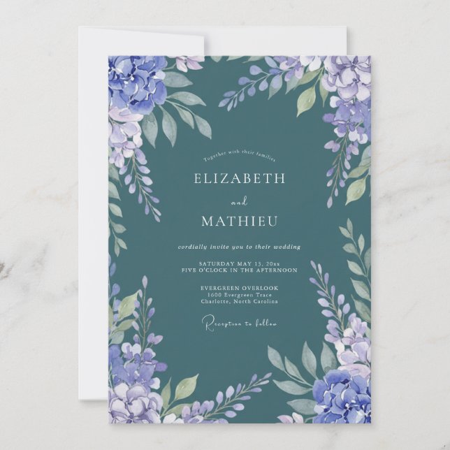 Invitation Peinture de mariage au lilas épicéa (Devant)
