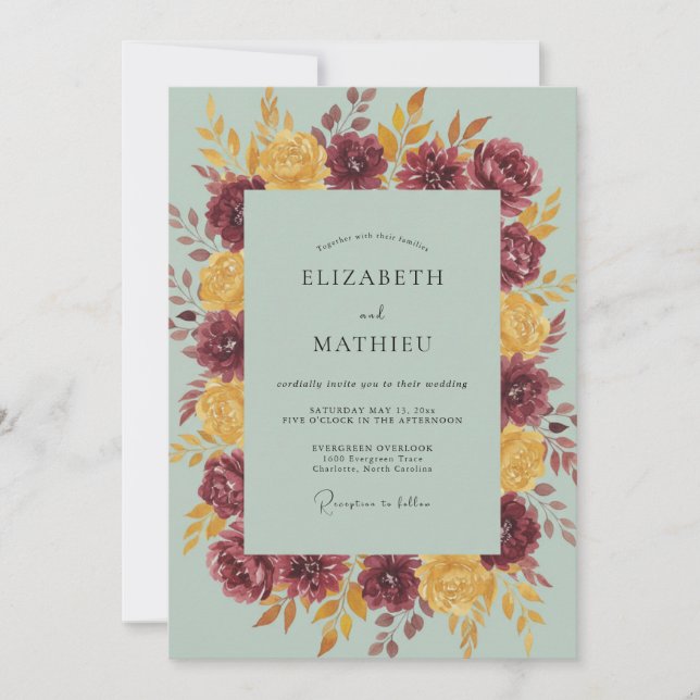 Invitation Peinture de mariage au moutarde de Bourgogne (Devant)