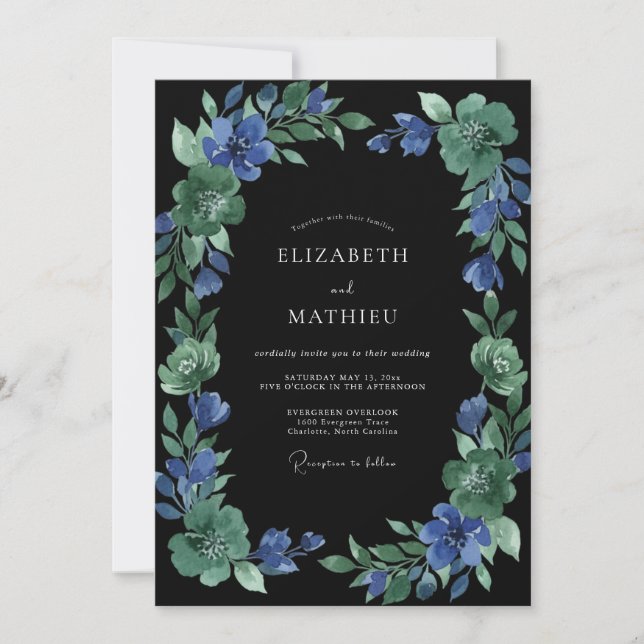 Invitation Peinture de mariage au saphir noir (Devant)