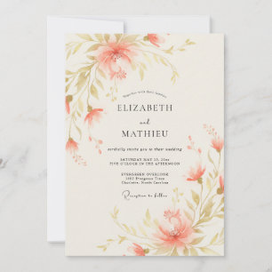 Invitation Peinture de mariage Corail Or