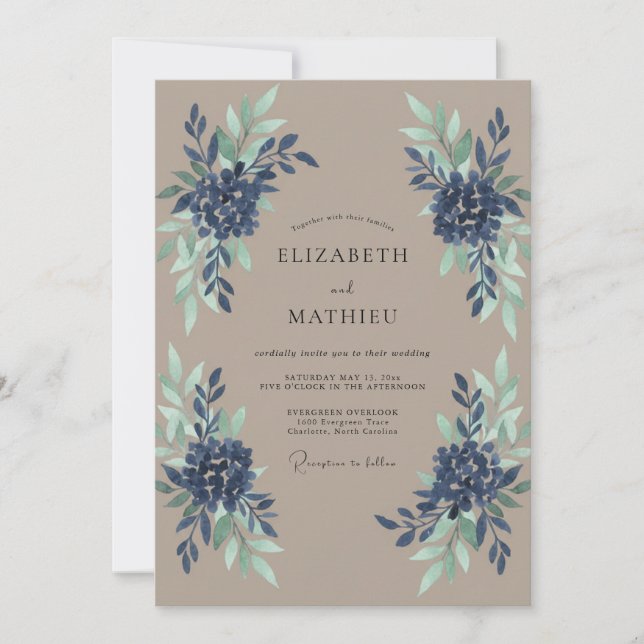 Invitation Peinture de mariage Indigo Seafoam (Devant)