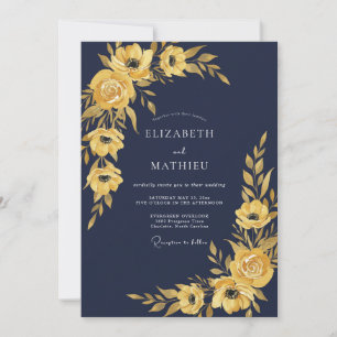 Invitation Peinture de mariage jaune moutarde de minuit