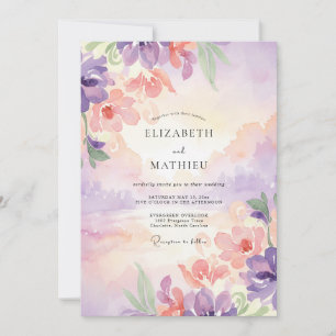 Invitation Peinture de mariage lilas ambre