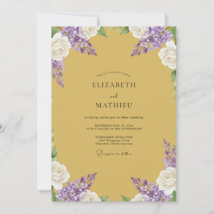 Invitation Peinture de mariage lilas moutarde