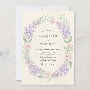 Invitation Peinture de mariage violet lavande