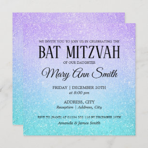 Invitation Peinture de Parties scintillant Faux Bat mitzvah v