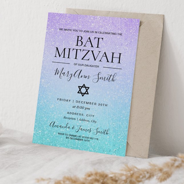 Invitation Peinture de Parties scintillant Faux Bat mitzvah v (Créateur téléchargé)