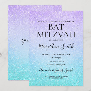 Invitation Peinture de Parties scintillant Faux Bat mitzvah v