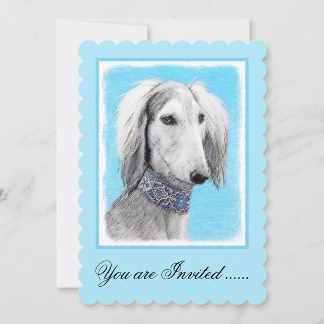 Invitation Peinture de Saluki (Argent) - Joli art original de (Devant)