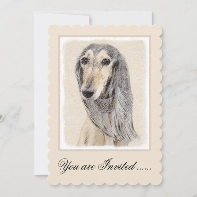 Invitation Peinture de Saluki (Faune) - Cute Original Chien A (Devant)