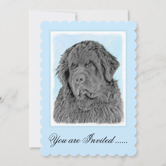 Invitation Peinture de Terre-Neuve - Cute Original Chien Art (Devant)