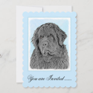 Invitation Peinture de Terre-Neuve - Cute Original Chien Art