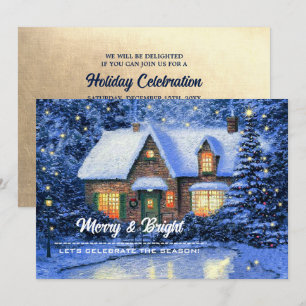 Invitation Peinture de village neigeux fête de Noël personnal