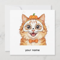 Peinture de visage de squelette mignon Chat roux H