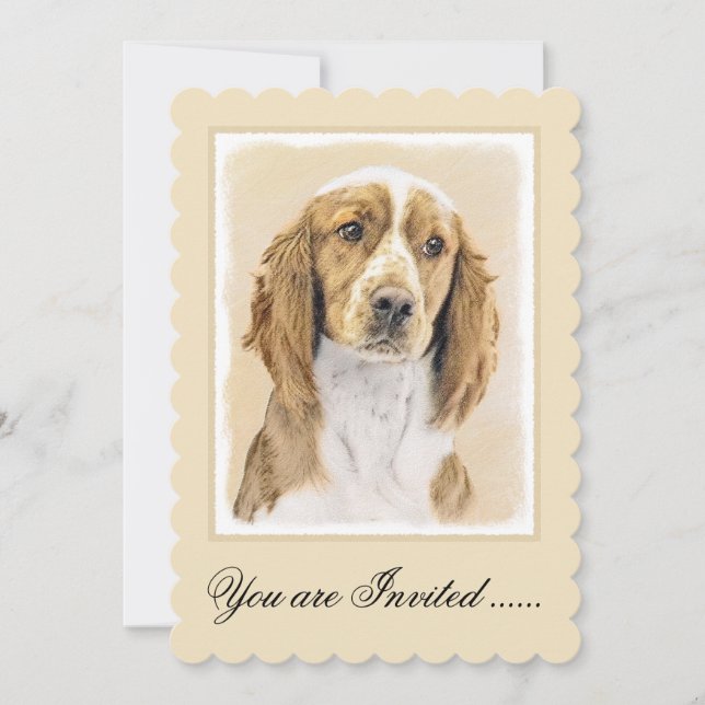 Invitation Peinture d'espagnol Welsh Springer - Art original  (Devant)