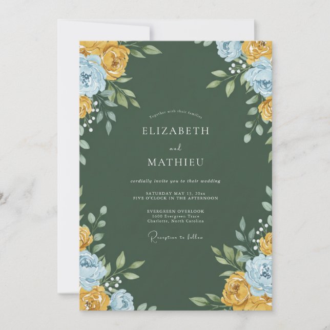 Invitation Peinture dorée moutarde pour mariage (Devant)