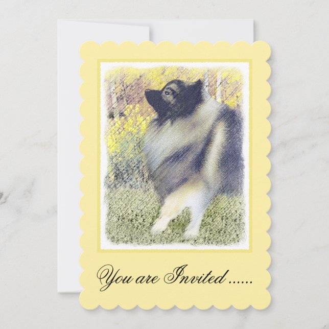 Invitation Peinture en teint de Keeshond - jolie art original (Devant)