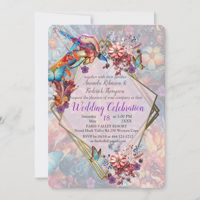 Invitation Peinture Imaginaire Fleurs exprimant la nature (Devant)