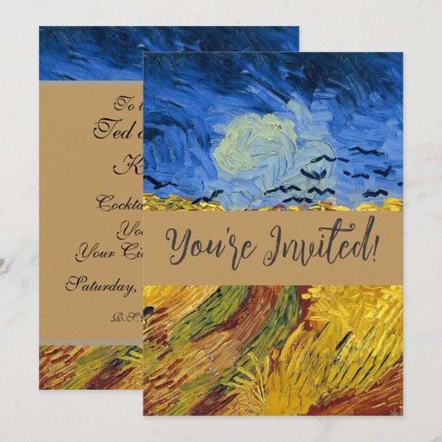 Invitation Peinture impressionniste Champs de blé de Van Gogh (Devant / Derrière)