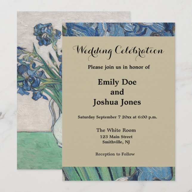 Invitation Peinture impressionniste Vase Iris de Van Gogh (Devant / Derrière)