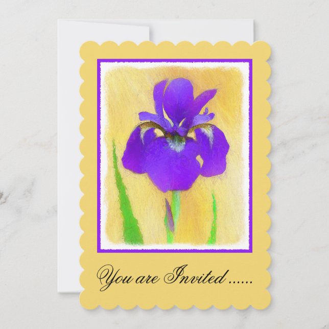Invitation Peinture Iris à pois pourpre - Chien original mign (Devant)