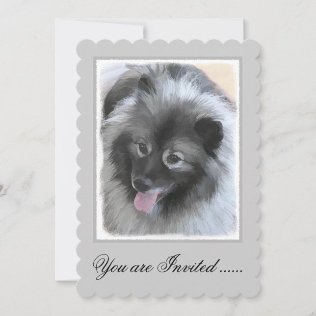 Invitation Peinture Keeshond Bailey - Cute Original Chien Art (Devant)