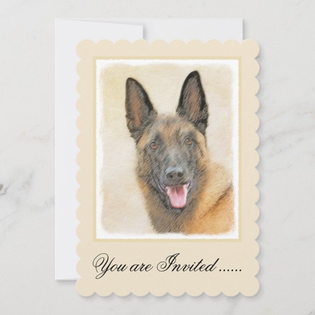 Invitation Peinture Malinoise belge - Cute Original Chien Art (Devant)