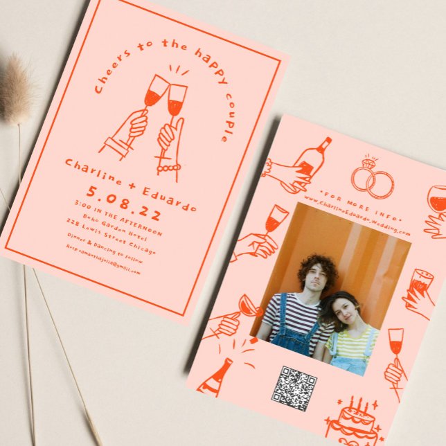 Invitation Peinture Manuelle Rétro  Art Contemporain Mariage  (Créateur téléchargé)